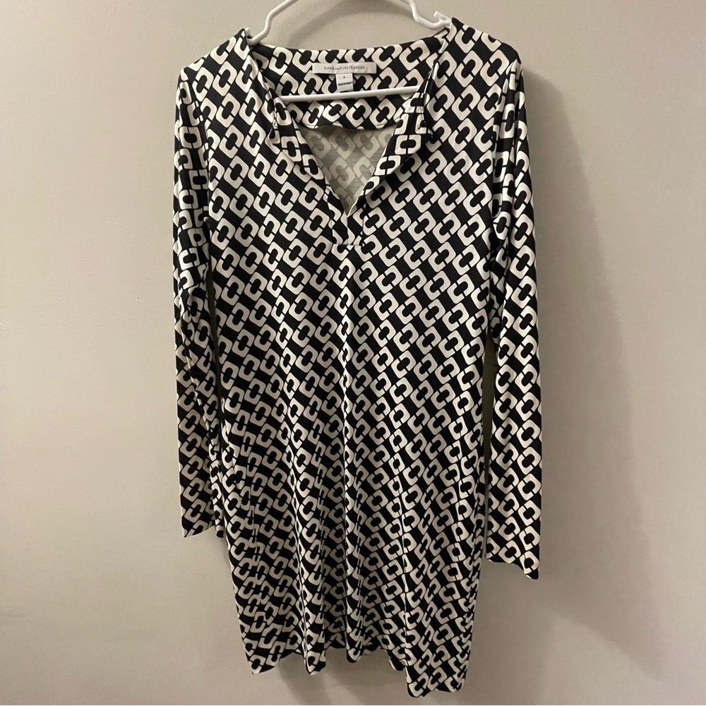 Diane Von Furstenberg Reina Silk Dress Chain Link Print